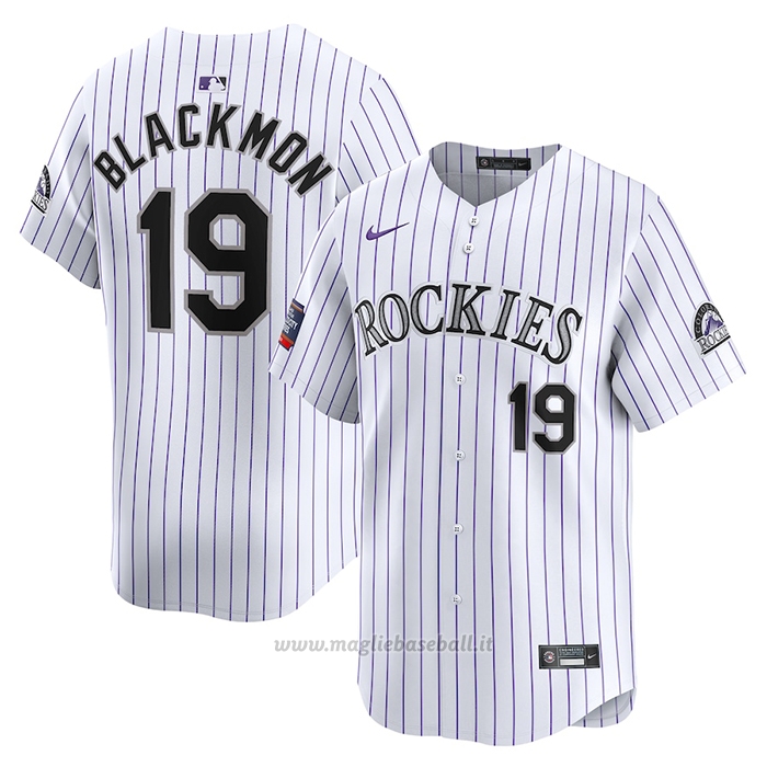 Maglia Baseball Uomo Colorado Rockies Charlie Blackmon 2024 World Tour Mexico City Series Home Limited Bianco
